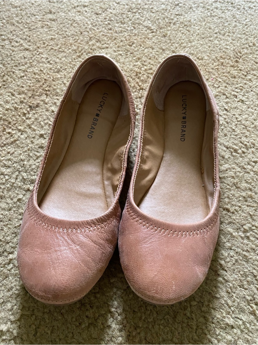 Lucky Brand Women's Blush Tan Leather Ballet Flats